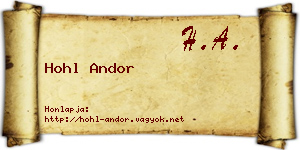 Hohl Andor névjegykártya